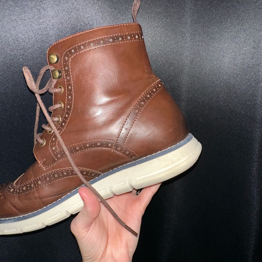 Men's Brown Leather Boots - Picture 5 of 9